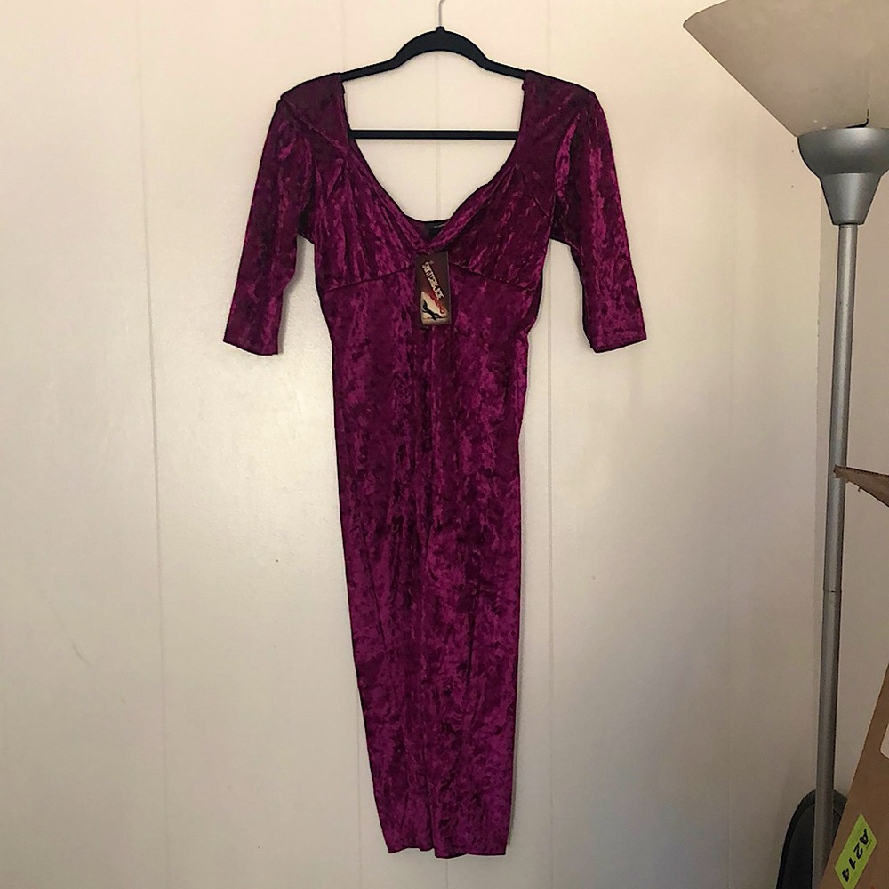 Switchblade Stiletto purple velvet Bella dress